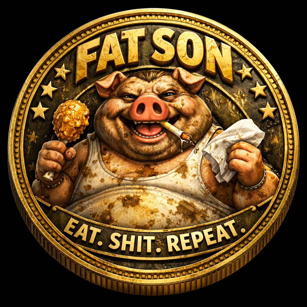 Fat SON gold coin — EAT. SHIT. REPEAT.